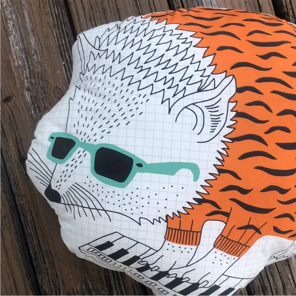 IKEA Thorine Hedgehog Pillow Playing Keyboard Piano Plush 17x12 Orange Black NEW